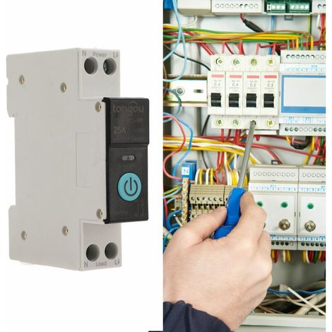 DIN Rail Circuit Breaker, Smart WIFI Switch, Wireless Remote Control for Mobile Phone, 3 Synchronization Modes, Function for Household Appliances, Suitable for Home Use (25A) (1/5)
