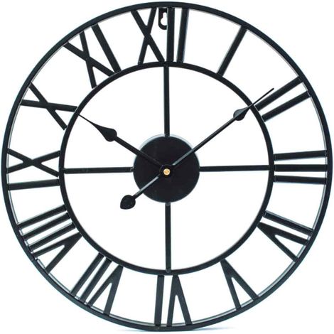 1 Horloge murale, mouvement à quartz, design nordique, structure en fer, pour salon café loft (1/5)