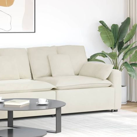 Modulares Sofa Endmodul mit Armlehne Kissen Creme 100 cm vidaXL