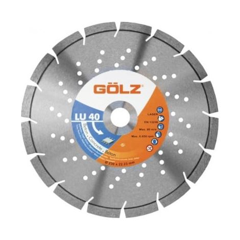 Disque Diamant GÖLZ LU40 230mm pour Béton Armé & Meuleuse - alésage 22.23 mm (1/5)