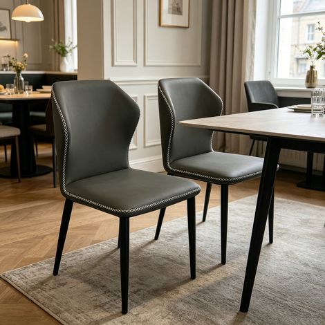 Ensemble de 4 chaises de salle à manger - Structure en acier - Accoudoirs hauts - Chaises de cuisine pour cuisine et salon - Chaise de salle à manger élégante (1/5)