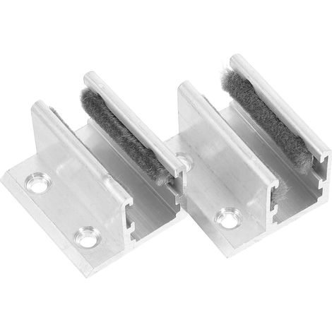 2 pièces guide de sol pour porte coulissante, aluminium, argenté (1/5)