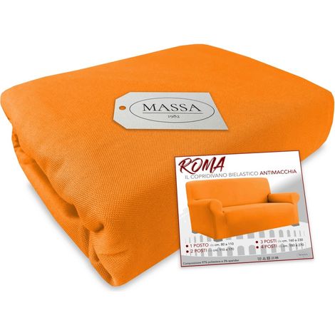 Housse de canapé universelle élastiquée et résistante aux taches ROMA ORANGE 2 PLACES de cm. 110 à 170
