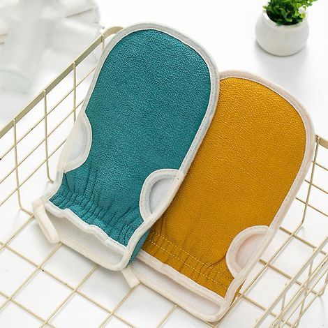 2 guantes exfoliantes, guantes de baño exfoliantes de limpieza profunda, guantes exfoliantes ecológicos para spa (1/3)