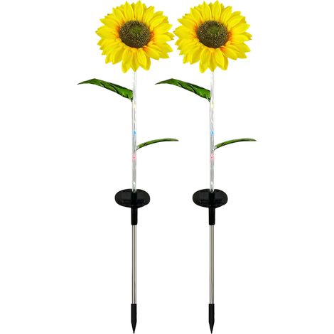 Lampes solaires LED tournesol à dégradé de couleurs, allumage automatique, étanches, lot de 2 (blanc chaud) (1/5)