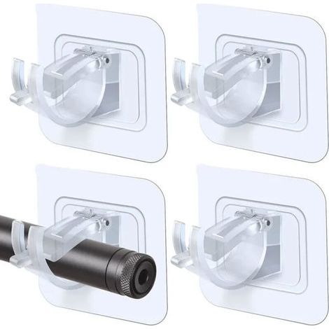 Lot de 4 supports de tringle à rideau sans perçage,support de tringle fixe autocollant pour salle de bain (1/5)