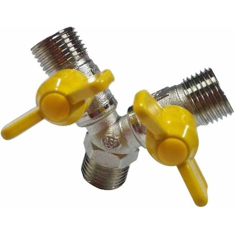 Connecteur de Tuyau Robinet de Gaz Diviseur de Tuyau Double Laiton - 2 Voies A Cisea
