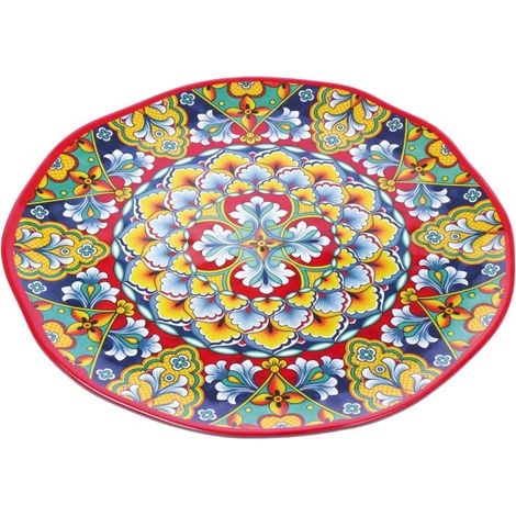Regalo Italiano Vassoio Tondo Rian in Melamina D 40 Cm H 2 Cm Rosso Blu