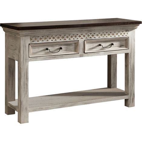 Konsolentisch Mango / Akazie 115x40x76 weiß gewachst CASTLE-ANTIK 269 (1/3)