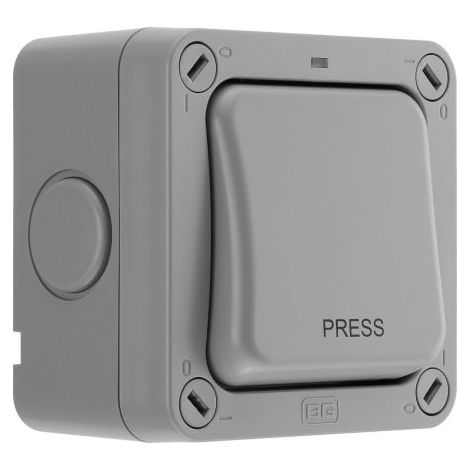 Interrupteur d'éclairage Bouton poussoir, série Storm IP66 Gris Storm ( Prix pour 1 )