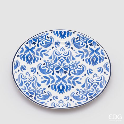 EDG Enzo De Gasperi Piatto Piano H 2 Cm D 27 Cm Bianco Royal Blue