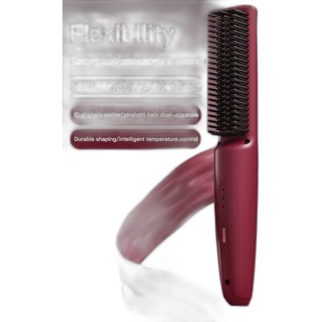 Brosse chauffante électrique 110-220 V avec 3 niveaux de température pour cheveux abîmés, fins et épais, lisse et donne du volume, compacte 27,2 cm, rouge (1/5)