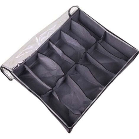 Organisateur de Rangement pour Chaussures Sous Lit avec Fenêtre Transparente et Couvercle Pliable en Tissu (1/4)