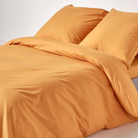 HOMESCAPES Parure de lit Jaune Moutarde 100% coton Egyptien 200 Fils 240 x 220 cm