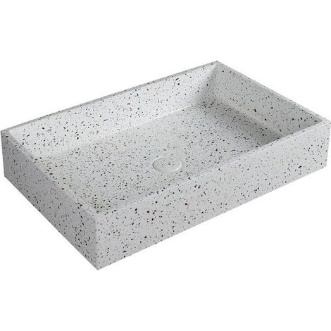 Lavabo da appoggio rettangolare con finitura terrazzo stracciatella  KTERD-600STR kamalu