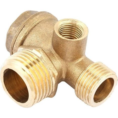 Valvola di ritegno a tre vie, valvola di ritegno per compressore d'aria, valvola di ritegno a 3 vie con filettatura maschio in ottone, accessori per connettori di tubi per valvole pneumatiche filettat (1/5)