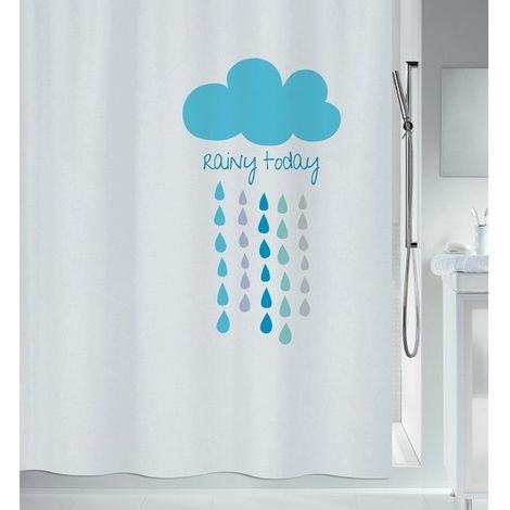Rideau de douche Polyester CLOUD 180x200cm Bleu & Blanc Spirella