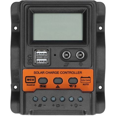 Solar-Laderegler mit LCD-Bildschirm, zwei USB-Anschlüssen, 12–24 V Gleichstrom, 30-A-Entladeregler (1/5)