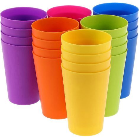 Lot de 24 gobelets colorés en plastique à motifs d'oursons pour vos fêtes et boissons.-10.3x7cm-Colorful (1/4)