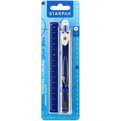 Bussola e righello in metallo da 15 cm, blu navy