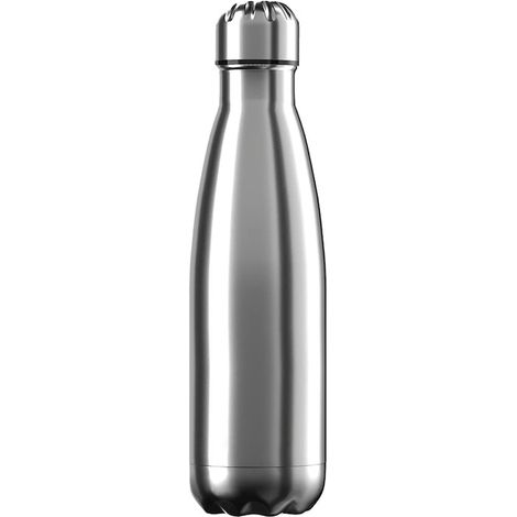 Bottiglia termica da 500 ml in acciaio inox per uso alimentare – Ecologica, resistente alla ruggine e a prova di perdite mantiene le bevande calde o fredde per 12 ore – Argento (1/5)