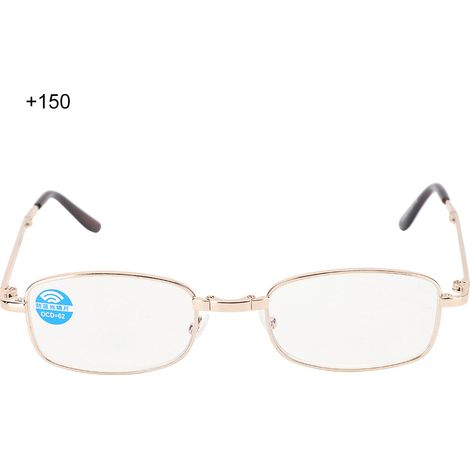 Lunettes de lecture pliables pour presbytes, anti-lumière bleue et anti-fatigue, pour hommes et femmes (+150 monture dorée) (1/5)