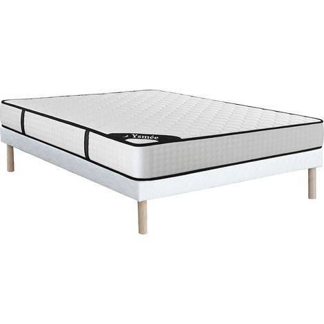 Ensemble 140 x 190 cm sommier tapissier + matelas ressorts ensachés 7 zones et mémoire de forme ép.22cm - LUREAN de YSMÉE