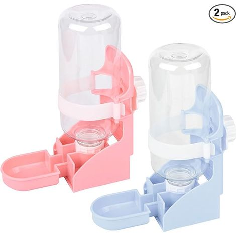 Distributeur Eau pour Animaux, Distributeur d'eau pour Lapin Eau Lapin Abreuvoir Suspendu pour Hamster, Cochon d'Inde, Furet, Gerbille (Rose, Bleu, 20.5  15  8.3cm) (1/5)