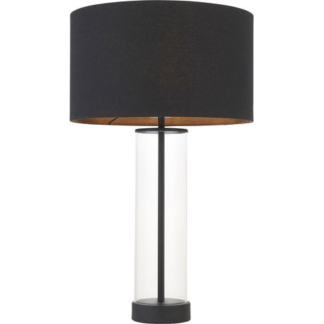 Endon Lessina Lampe à Poser Complete, Noir Mat, Verre, Tissu Coton Noir (1/5)