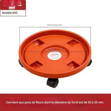 Support à fleurs mobile à roulettes, en polypropylène épais, avec soucoupe de drainage, idéal pour les jardins, balcons et plantes d'intérieur Plantes - Diamètre intérieur 36 cm (1/5)