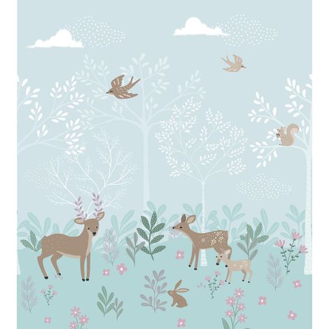 papier peint panoramique cerf bleu - ESTAhome (1/5)