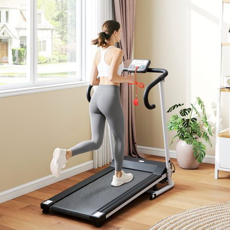 Tapis de course pliable avec inclinaison, tapis de course électrique portable avec écran LCD, vitesse 1-10 km/h, roues, poignée, pour la maison, le domicile et le bureau, noir (1/5)