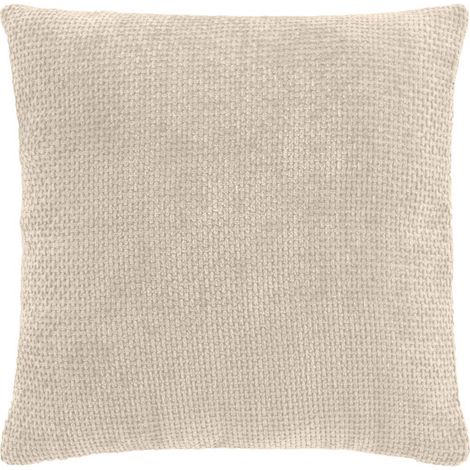 Coussin Déco en Velours Chenillé "Leo" 45x45cm Naturel