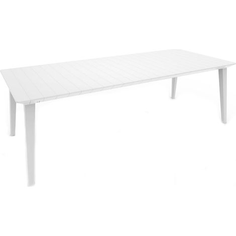 Table d'extérieur Camrose, 10 places, mécanisme d'extension coulissante centrale, 98x235x74h cm Blanc (1/4)
