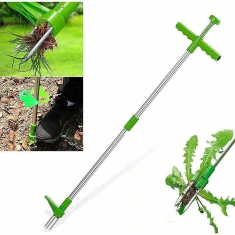 Désherbeur - Outil d'élimination des racines verticales télescopiques rotatifs - Désherbeur manuel de jardin - Avec poignée de 100 cm et pédale robuste (1/4)
