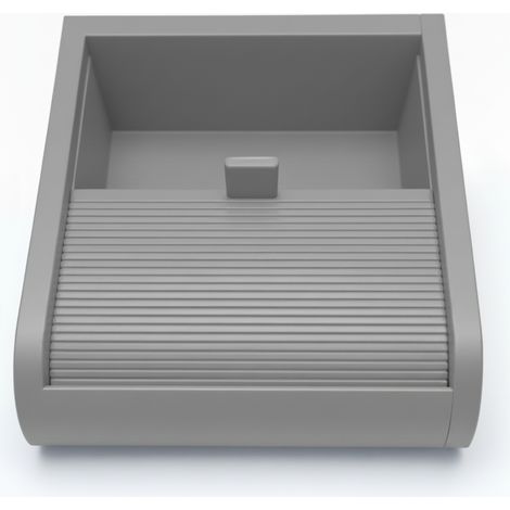 Petite boîte de rangement grise avec couvercle coulissant (1/3)
