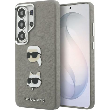Karl Lagerfeld Saffiano Doppelkopf-Metallhülle für Samsung Galaxy S26 Ultra Silber