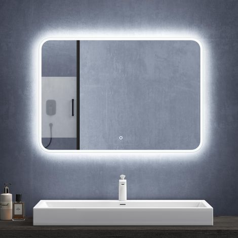Mai & Mai Wandspiegel Badezimmer Spiegel LED 100x70cm LED Bad-Spiegel mit Touchschalter, Beschlagfrei durch Antifog-Schicht (1/5)