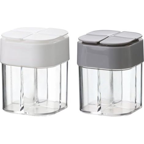 Pack de 2 unidades, Set de especieros 4 en 1, Salero y pimentero + dispensador de especias, Mini y portátil, Especiero combinado (1/5)