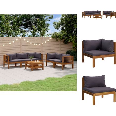 Gartenmöbel-Sets - Living 6-tlg. Garten-Lounge-Set mit Auflage Massivholz Akazie (1/5)