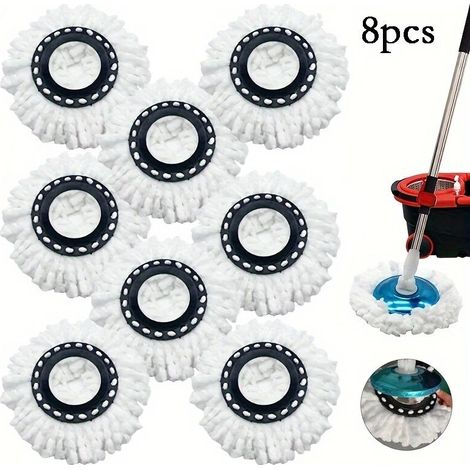 8 Stück rotierende 360°-Mikrofasermopfköpfe, kompatibel mit „Sturmwischmopp“-Modellen, ideal für schnelles und effektives Bodenreinigen.