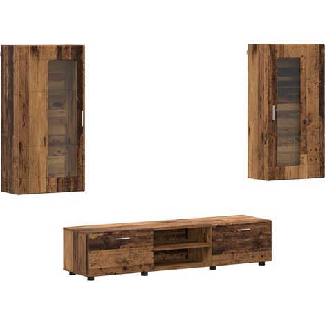 Conjunto de mueble de TV con cajón FLORIN 3 pcs Madera vieja vidaXL