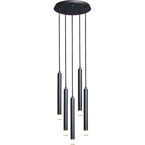 Lampe suspension moderne ronde noire salon 5xG9 Ramira (1/4)