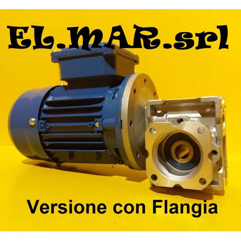 HP 0,25 KW 0,18 Motoriduttore Vite Senza Fine Monofase  Con Flangia Quadrata - 70 Giri