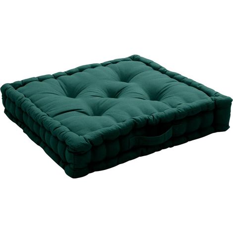 Coussin de Sol Uni "Panama" 50x50cm Vert Foncé