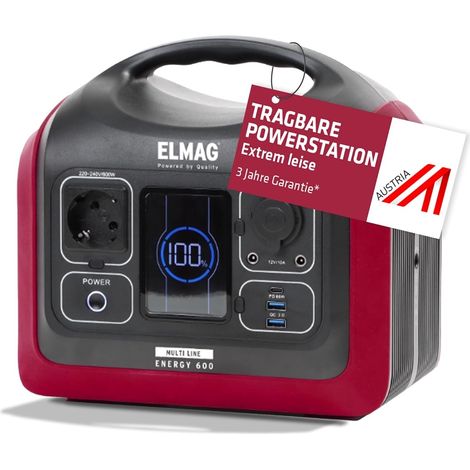 ELMAG Tragbare Powerstation ENERGY 600 600W, LiFEPO4 Akku mit 595Wh (1/5)