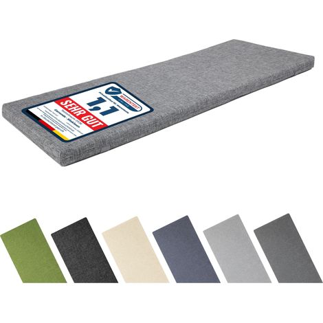 Garronda Coussin Exterieur Impermeable 100x40 cm pour Banc de Jardin Canapé et Balancelle Housse en Polyester Résistant UV pour Terrasse Balcon et Intérieur avec Élastiques GD-0220 Gris