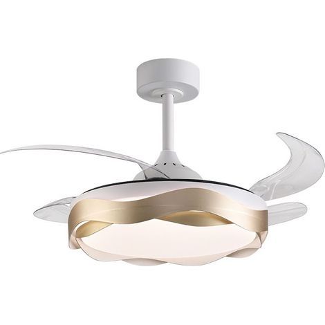 Ventilateur dc gold wave, 4 pales rétractables, 72w led 300040006000k, h.35xd.108/50cm (1/3)