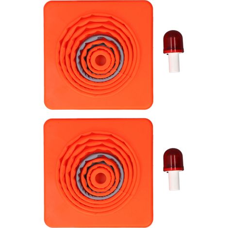 Ortviai Cônes de Sécurité Routière Pliables 45 cm – 2 Pièces Orange avec Collier Réfléchissant et 2 Lampes LED