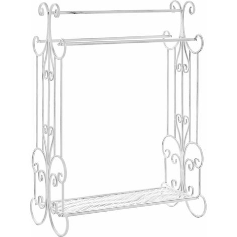 Toallero de metal blanco 60 x 90 cm independiente 3 rieles vintage Gladis